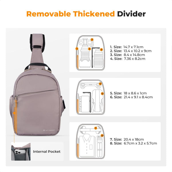 K&F Concept Urban Wanderer 08 Sling Bag 5L (Brown) — alternate view