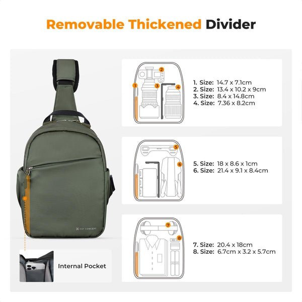 K&F Concept Urban Wanderer 08 Sling Bag 5L (Green) — alternate view